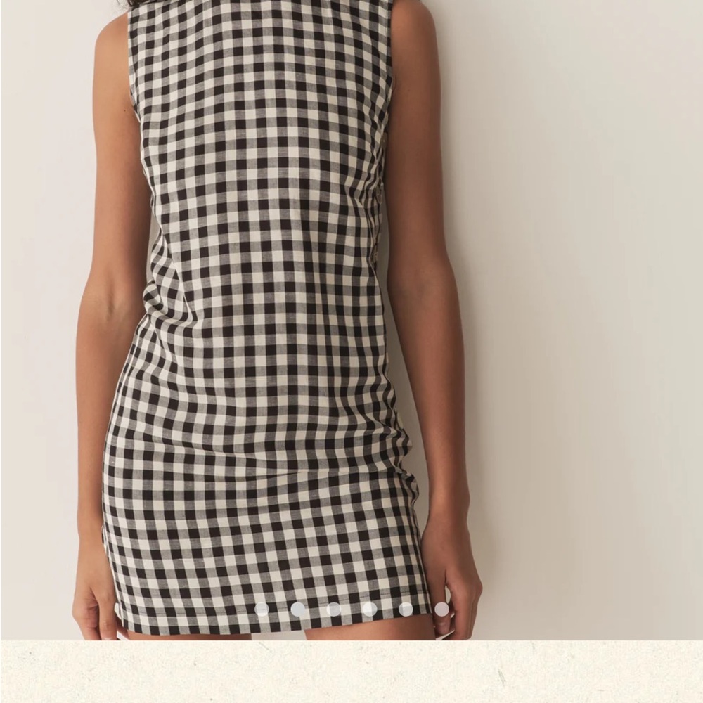 Doen Black and White Gingham Sleeveless Shift Dress
